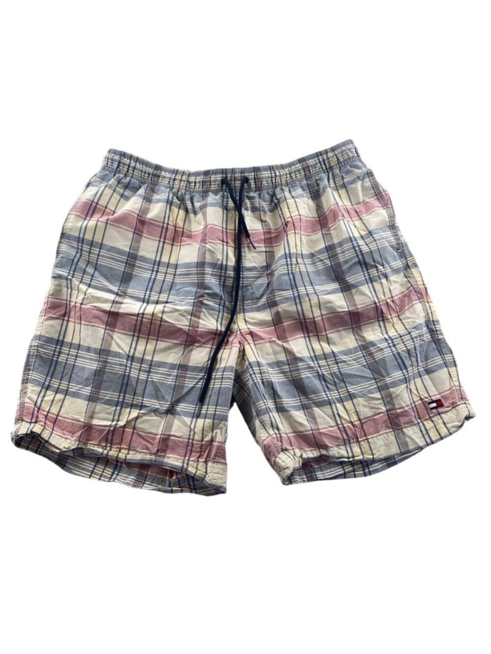 Tommy Hilfiger Mens Swim Shorts Size XL Multicolor Plaid Swimwear Drawstring